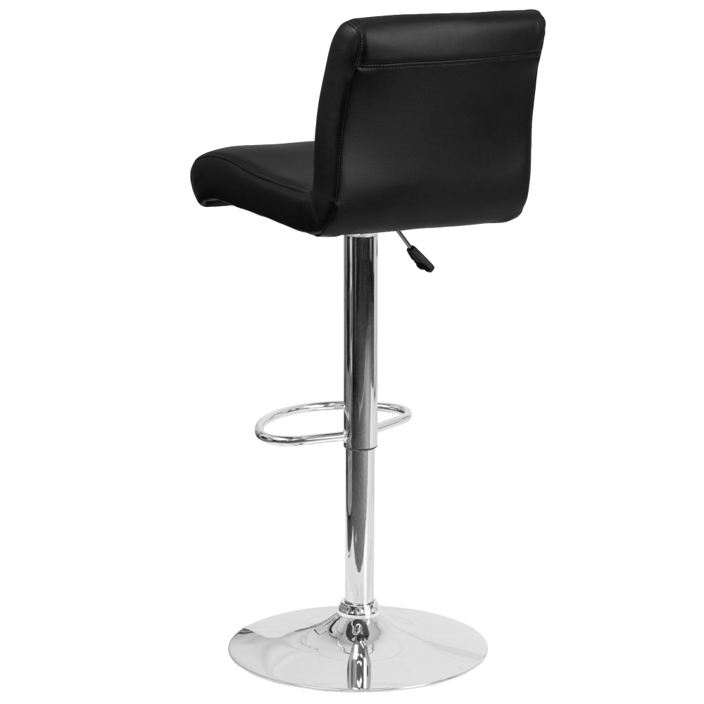 Flash Furniture Contemporary Vinyl Adjustable Height Barstool with Rolled Seat and Chrome Base Black PopularChairscom Flash Furniture Contemporary Vinyl Adjustable Height Barstool with Rolled Seat and Chrome Base Black PopularChairscom