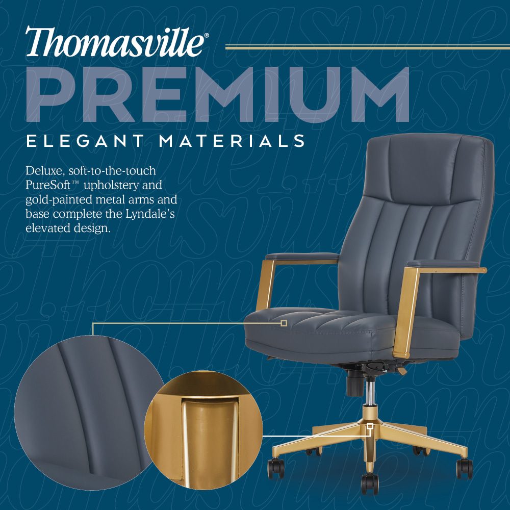 Thomasville Lyndale Ergonomic Faux Leather MidBack Office Chair Dark Blue PopularChairscom Thomasville Lyndale Ergonomic Faux Leather Mid Back Office Chair Dark Blue PopularChairscom