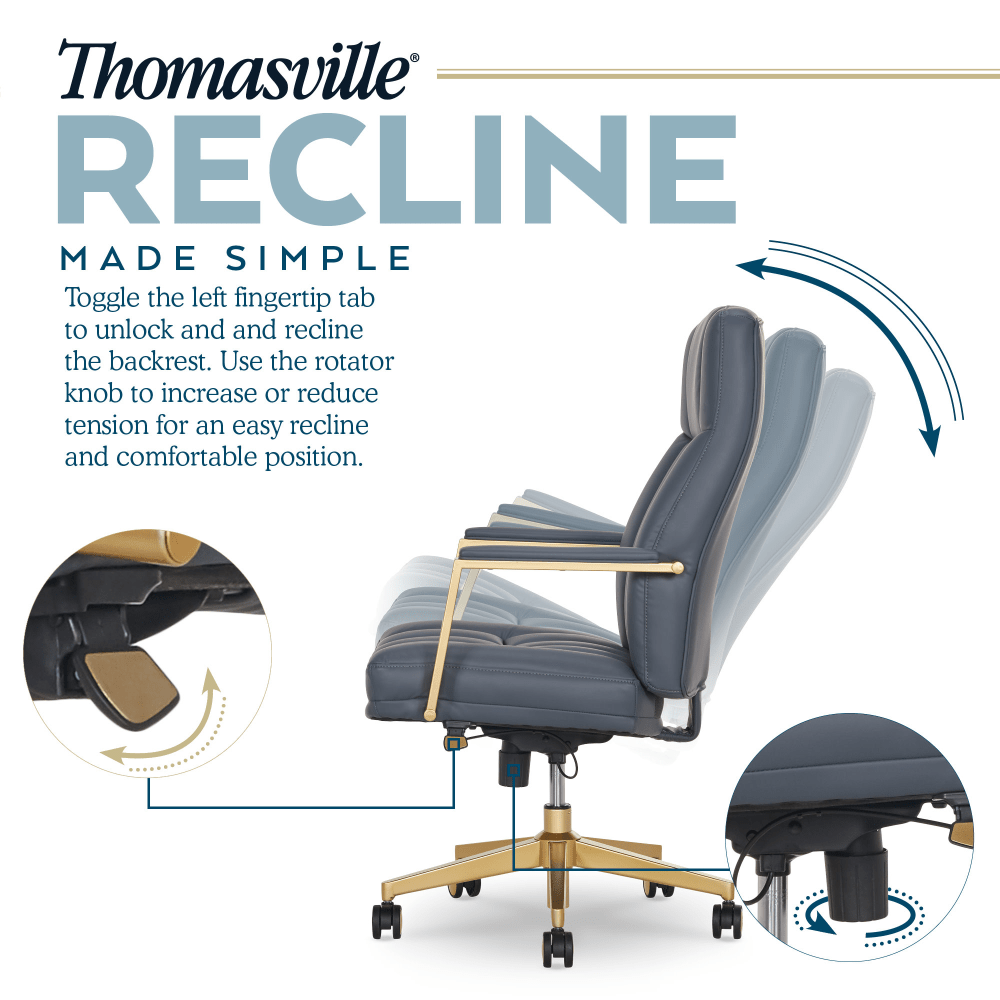 Thomasville Lyndale Ergonomic Faux Leather MidBack Office Chair Dark Blue PopularChairscom Thomasville Lyndale Ergonomic Faux Leather Mid Back Office Chair Dark Blue PopularChairscom
