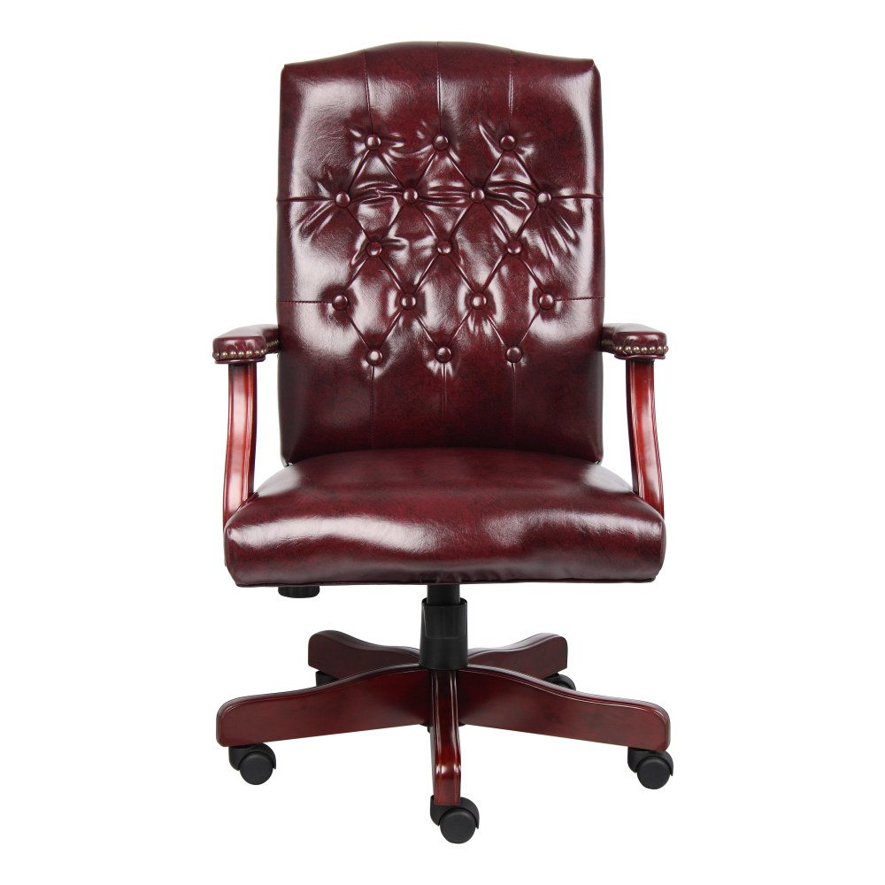 Boss Office Products Traditional Ergonomic HighBack Executive Chair 47inH BurgundyMahogany PopularChairscom Boss Office Products Traditional Ergonomic High Back Executive Chair 47inH BurgundyMahogany PopularChairscom
