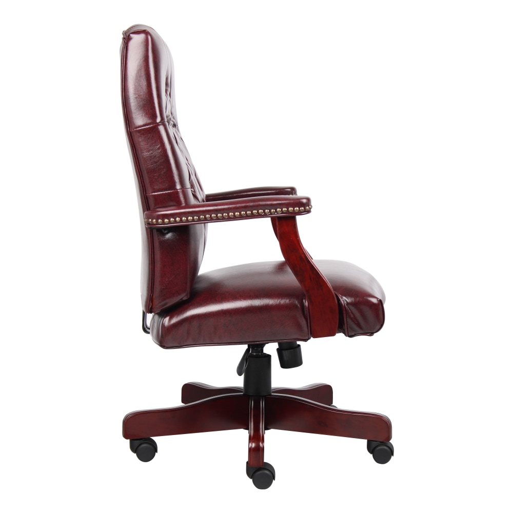 Boss Office Products Traditional Ergonomic HighBack Executive Chair 47inH BurgundyMahogany PopularChairscom Boss Office Products Traditional Ergonomic High Back Executive Chair 47inH BurgundyMahogany PopularChairscom