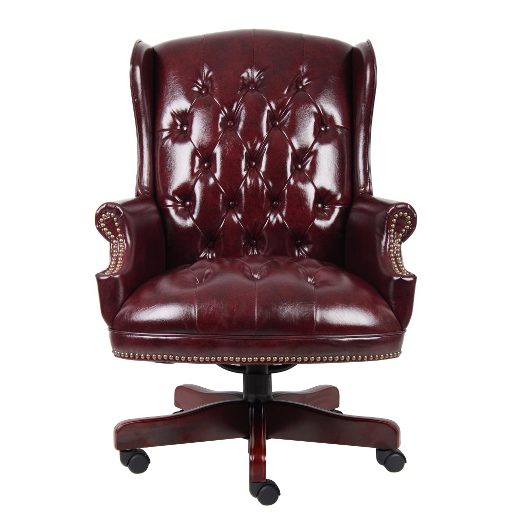 Boss Office Products Traditional Ergonomic HighBack Chair 44inH BurgundyMahogany PopularChairscom Boss Office Products Traditional Ergonomic High Back Chair 44inH BurgundyMahogany PopularChairscom