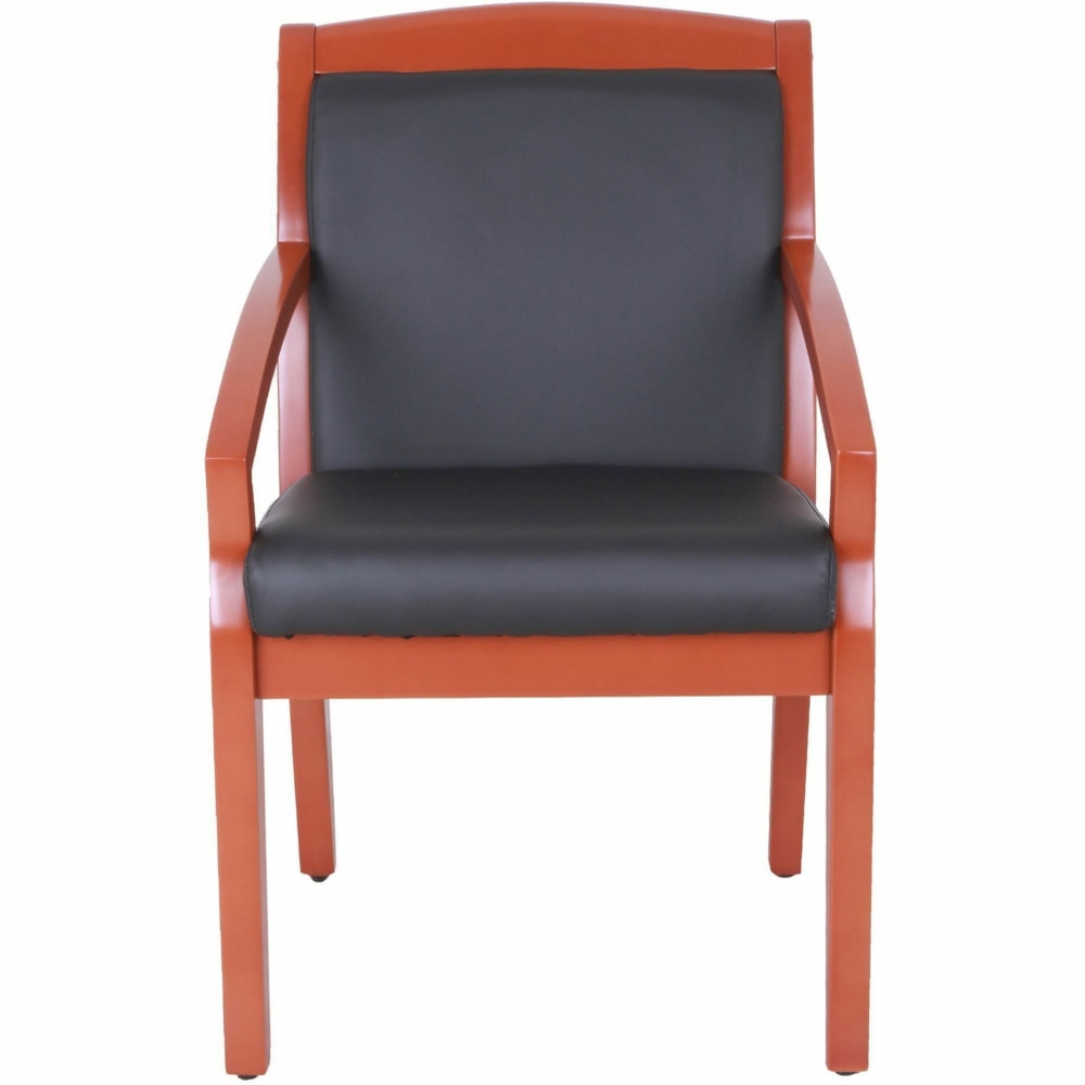 Lorell Bonded LeatherWood Guest Chair With Sloping Arms BlackCherry PopularChairscom Lorell Bonded LeatherWood Guest Chair With Sloping Arms BlackCherry PopularChairscom