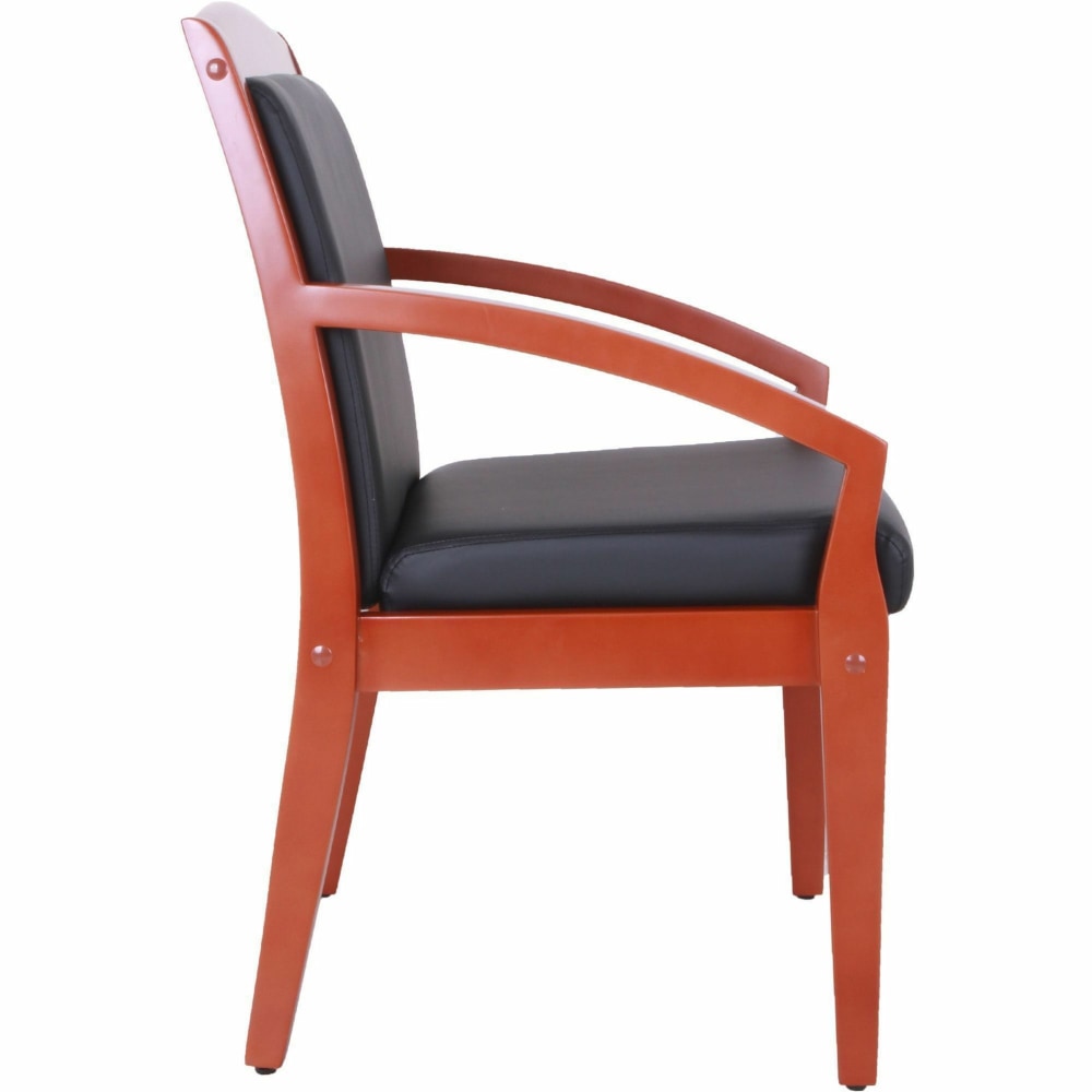 Lorell Bonded LeatherWood Guest Chair With Sloping Arms BlackCherry PopularChairscom Lorell Bonded LeatherWood Guest Chair With Sloping Arms BlackCherry PopularChairscom