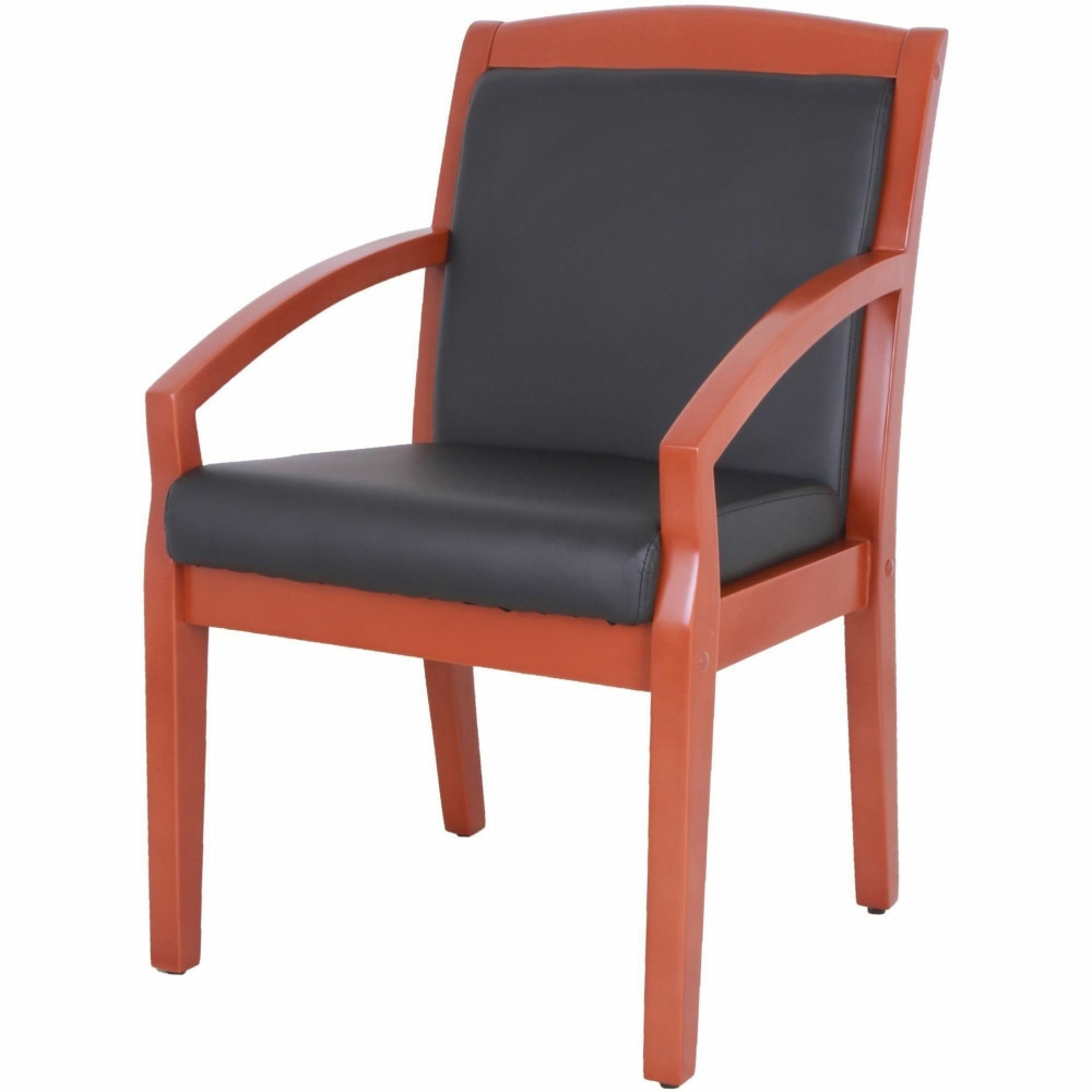 Lorell Bonded LeatherWood Guest Chair With Sloping Arms BlackCherry PopularChairscom Lorell Bonded LeatherWood Guest Chair With Sloping Arms BlackCherry PopularChairscom