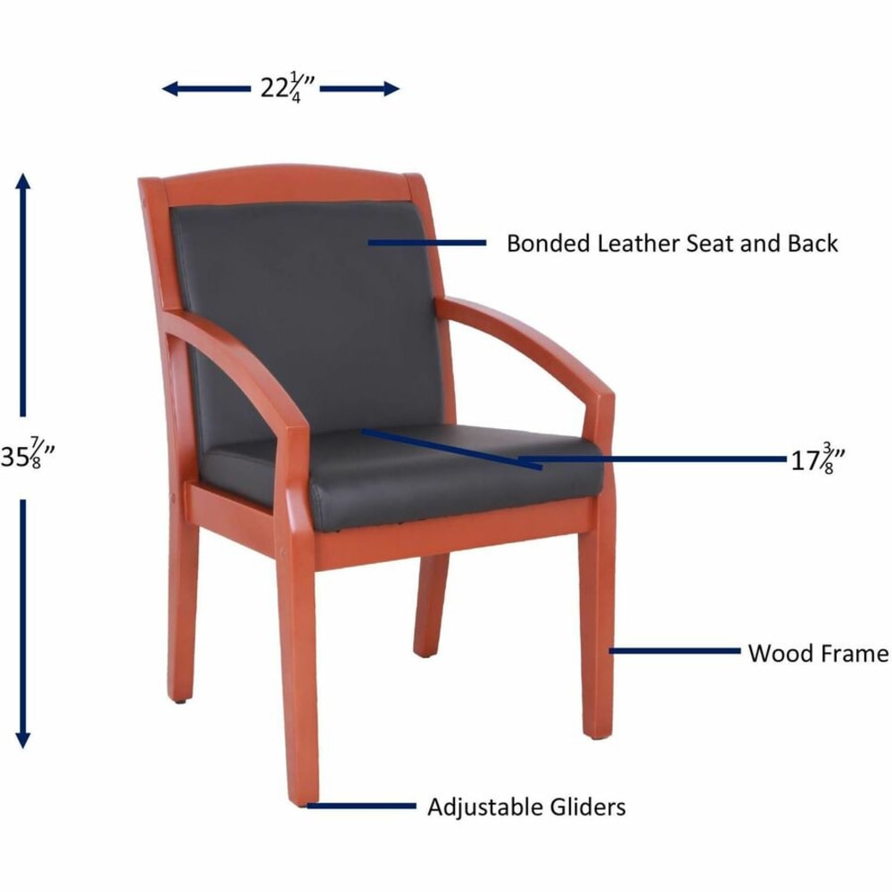 Lorell Bonded LeatherWood Guest Chair With Sloping Arms BlackCherry PopularChairscom Lorell Bonded LeatherWood Guest Chair With Sloping Arms BlackCherry PopularChairscom