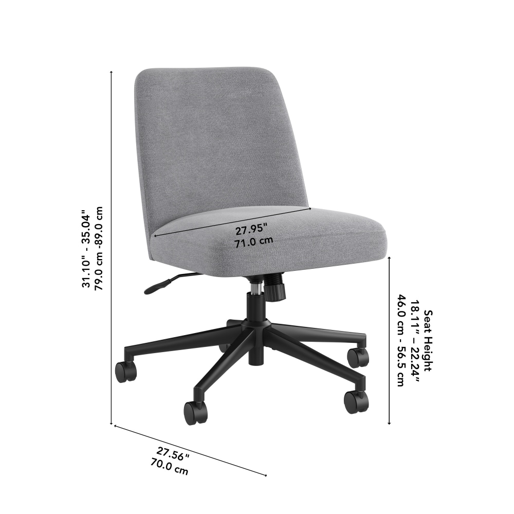 Bush Furniture Serenity Fabric Mid Back Armless Office Chair with Wheels Cool Gray Standard Delivery Service PopularChairscom Bush Furniture Serenity Fabric Mid Back Armless Office Chair with Wheels Cool Gray Standard Delivery Service PopularChairscom