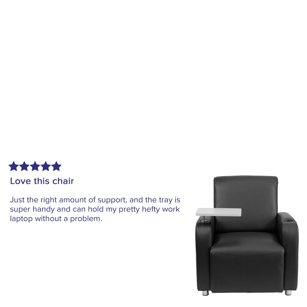 Flash Furniture LeatherSoft Faux Leather Guest Chair With Tablet Arm BlackGray PopularChairscom Flash Furniture LeatherSoft Faux Leather Guest Chair With Tablet Arm BlackGray PopularChairscom