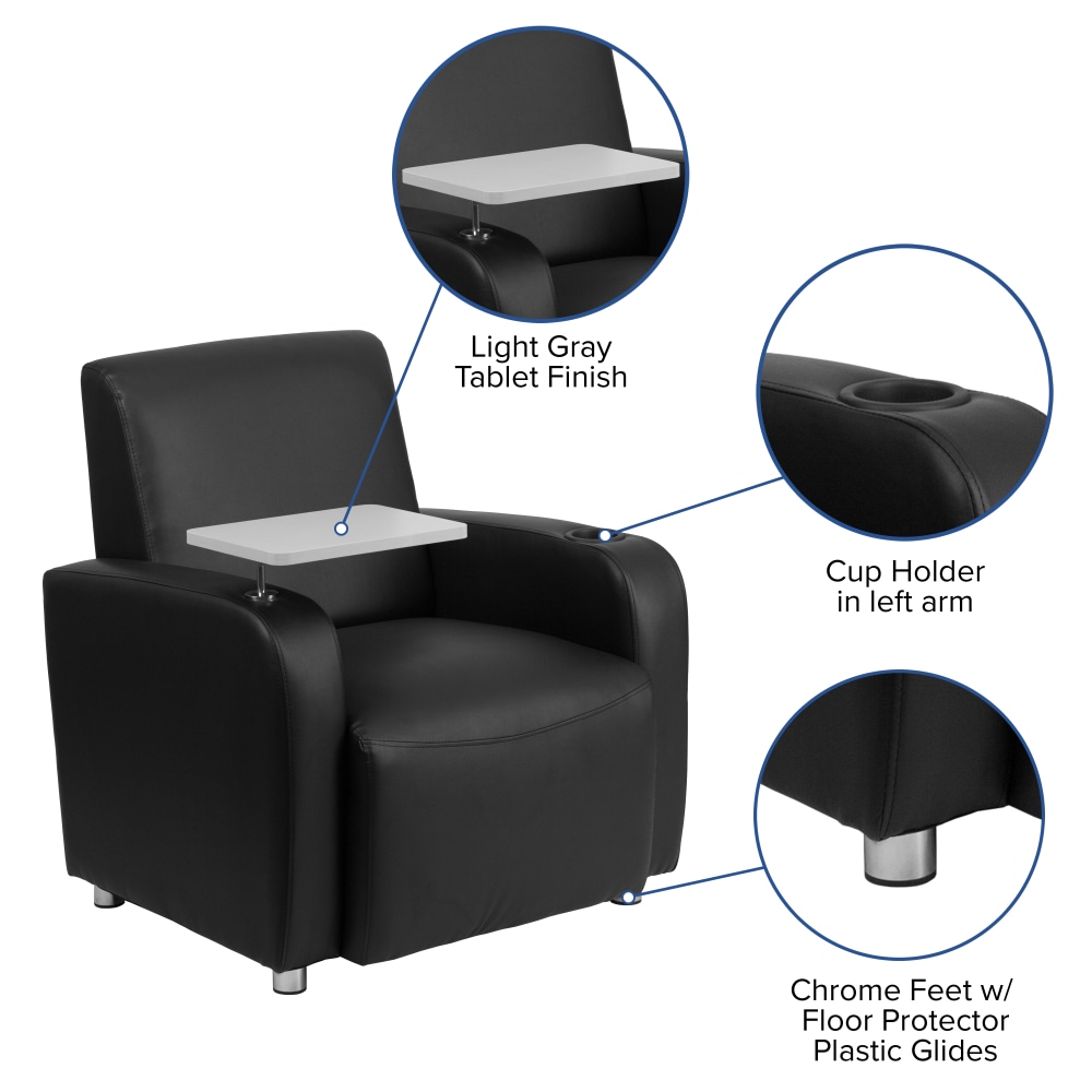 Flash Furniture LeatherSoft Faux Leather Guest Chair With Tablet Arm BlackGray PopularChairscom Flash Furniture LeatherSoft Faux Leather Guest Chair With Tablet Arm BlackGray PopularChairscom