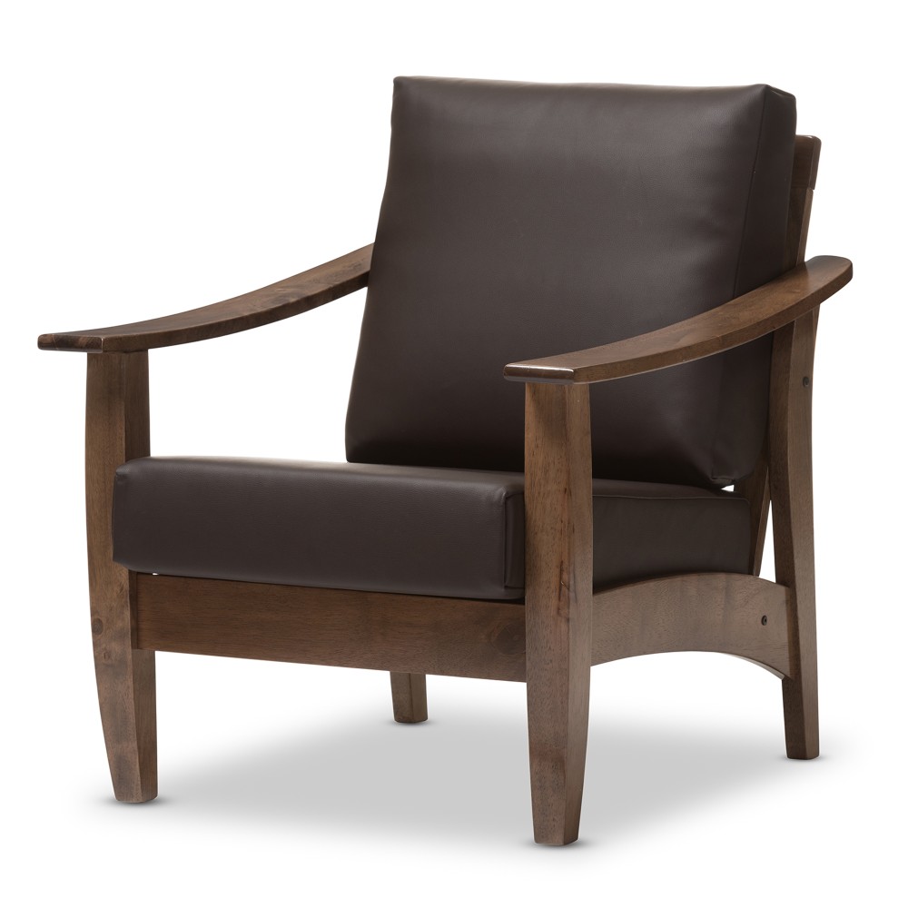 Baxton Studio Anton Lounge Chair Dark BrownDark Walnut PopularChairscom   
