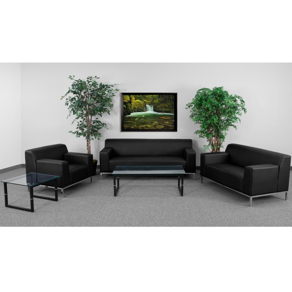 Flash Furniture HERCULES Definity Series LeatherSoft Reception Room Set with Line Stitching and Integrated Stainless Steel Frame Black PopularChairscom Flash Furniture HERCULES Definity Series LeatherSoft Reception Room Set with Line Stitching and Integrated Stainless Steel Frame Black PopularChairscom