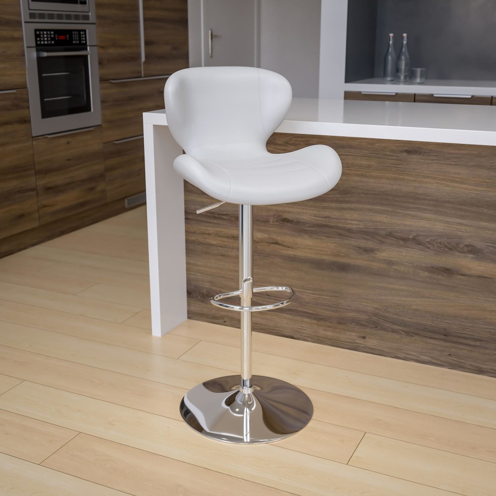 Flash Furniture Contemporary Adjustable Height Vinyl Barstool with Curved Back and Chrome Base White Vinyl PopularChairscom Flash Furniture Contemporary Adjustable Height Vinyl Barstool with Curved Back and Chrome Base White Vinyl PopularChairscom