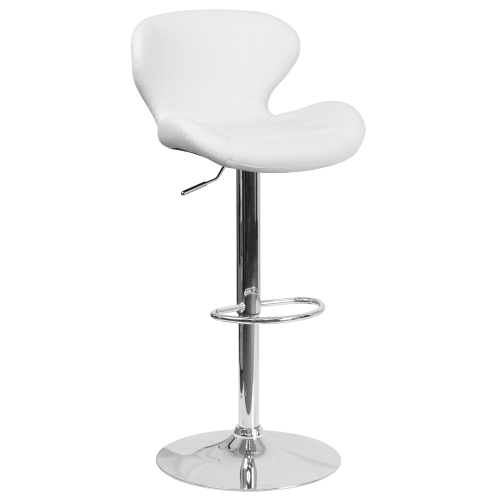 Flash Furniture Contemporary Adjustable Height Vinyl Barstool with Curved Back and Chrome Base White Vinyl PopularChairscom Flash Furniture Contemporary Adjustable Height Vinyl Barstool with Curved Back and Chrome Base White Vinyl PopularChairscom