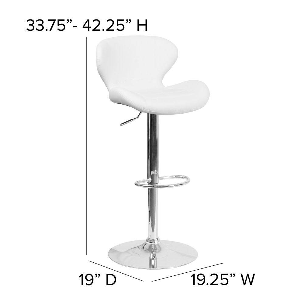 Flash Furniture Contemporary Adjustable Height Vinyl Barstool with Curved Back and Chrome Base White Vinyl PopularChairscom Flash Furniture Contemporary Adjustable Height Vinyl Barstool with Curved Back and Chrome Base White Vinyl PopularChairscom