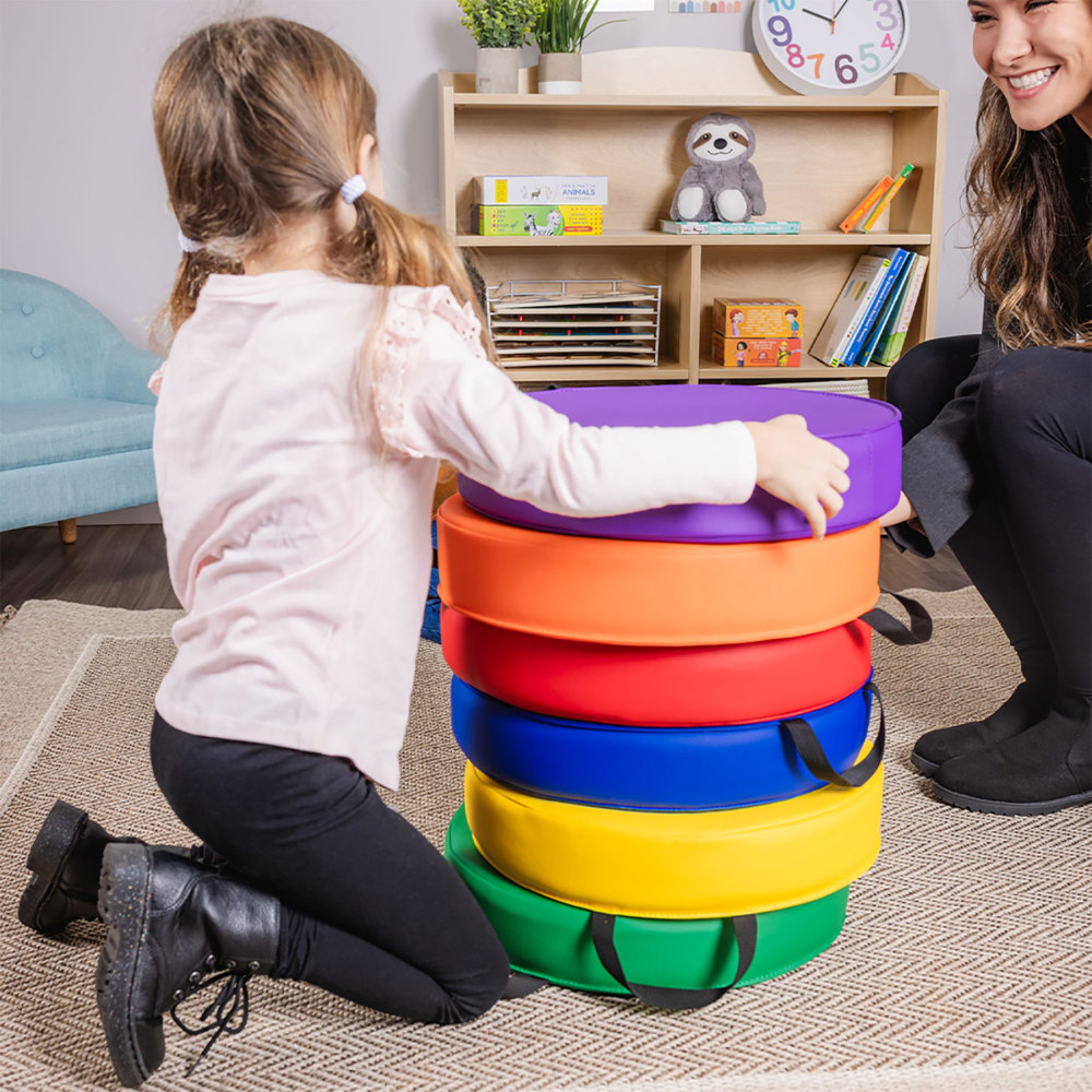 Bintiva Color Coded Vinyl Floor Cushions 15in x 15in x 2in Round Assorted Set Of 6 PopularChairscom Bintiva Color Coded Vinyl Floor Cushions 15in x 15in x 2in Round Assorted Set Of 6 PopularChairscom