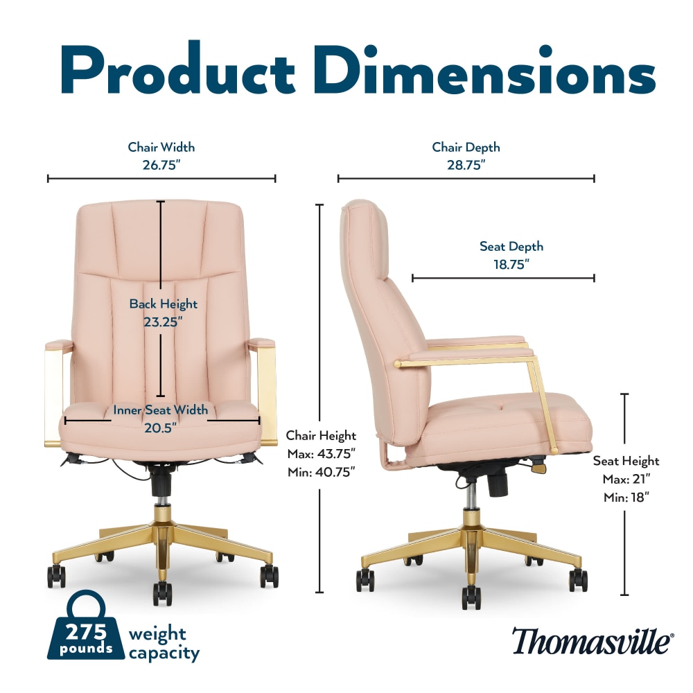 Thomasville Lyndale Ergonomic Faux Leather MidBack Office Chair Blush PopularChairscom Thomasville Lyndale Ergonomic Faux Leather Mid Back Office Chair Blush PopularChairscom