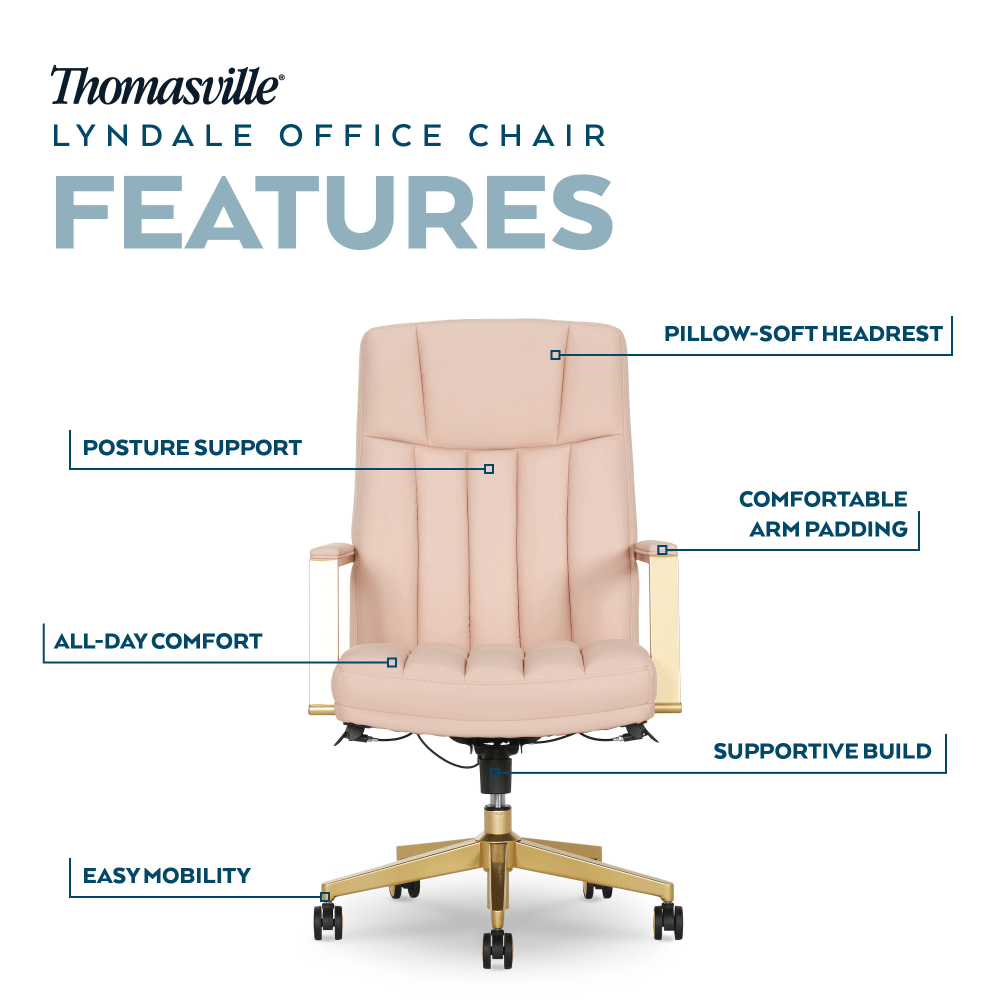 Thomasville Lyndale Ergonomic Faux Leather MidBack Office Chair Blush PopularChairscom Thomasville Lyndale Ergonomic Faux Leather Mid Back Office Chair Blush PopularChairscom