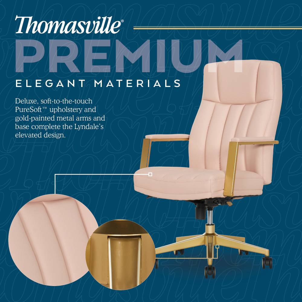 Thomasville Lyndale Ergonomic Faux Leather MidBack Office Chair Blush PopularChairscom Thomasville Lyndale Ergonomic Faux Leather Mid Back Office Chair Blush PopularChairscom
