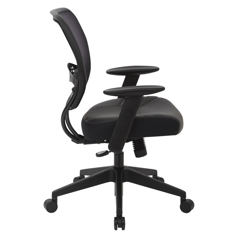 Office Star Space Seating Bonded Leather Mid Back Chair Black PopularChairscom   