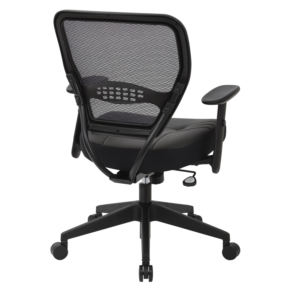 Office Star Space Seating Bonded Leather Mid Back Chair Black PopularChairscom   