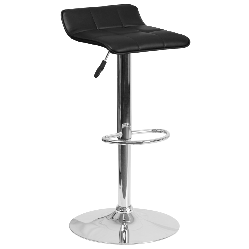 Flash Furniture Contemporary Vinyl Adjustable Height Barstool with Quilted Wave Seat and Chrome Base Black PopularChairscom Flash Furniture Contemporary Vinyl Adjustable Height Barstool with Quilted Wave Seat and Chrome Base Black PopularChairscom