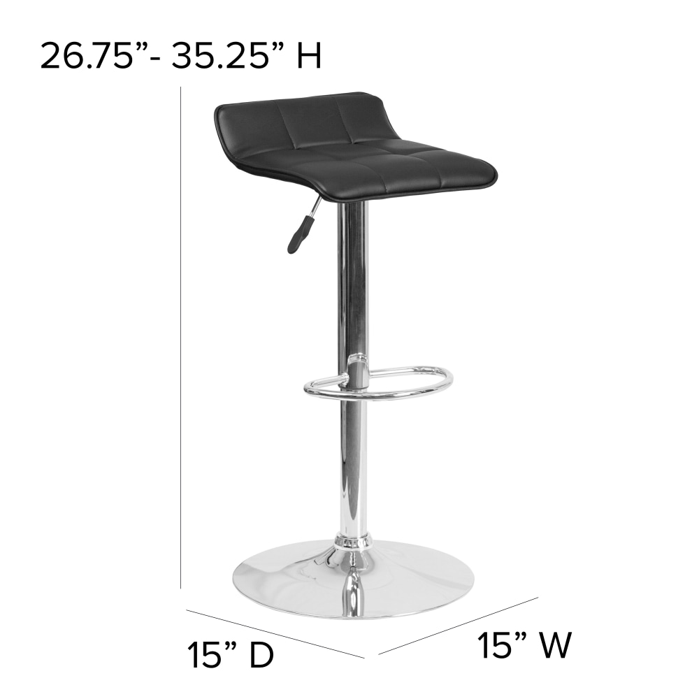 Flash Furniture Contemporary Vinyl Adjustable Height Barstool with Quilted Wave Seat and Chrome Base Black PopularChairscom Flash Furniture Contemporary Vinyl Adjustable Height Barstool with Quilted Wave Seat and Chrome Base Black PopularChairscom