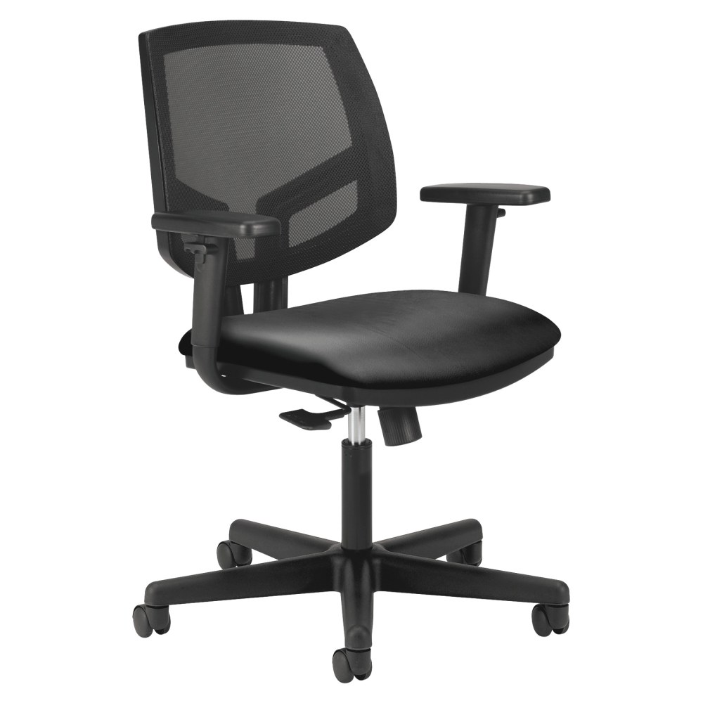 HON Volt Mesh Bonded Leather Mid Back Task Chair Black PopularChairscom   