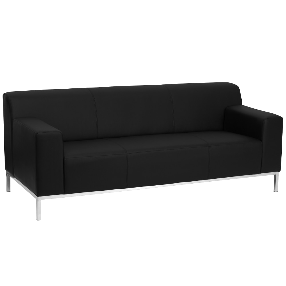 Flash Furniture HERCULES Definity Series Contemporary LeatherSoft Sofa with Line Stitching and Integrated Stainless Steel Frame Black PopularChairscom Flash Furniture HERCULES Definity Series Contemporary LeatherSoft Sofa with Line Stitching and Integrated Stainless Steel Frame Black PopularChairscom