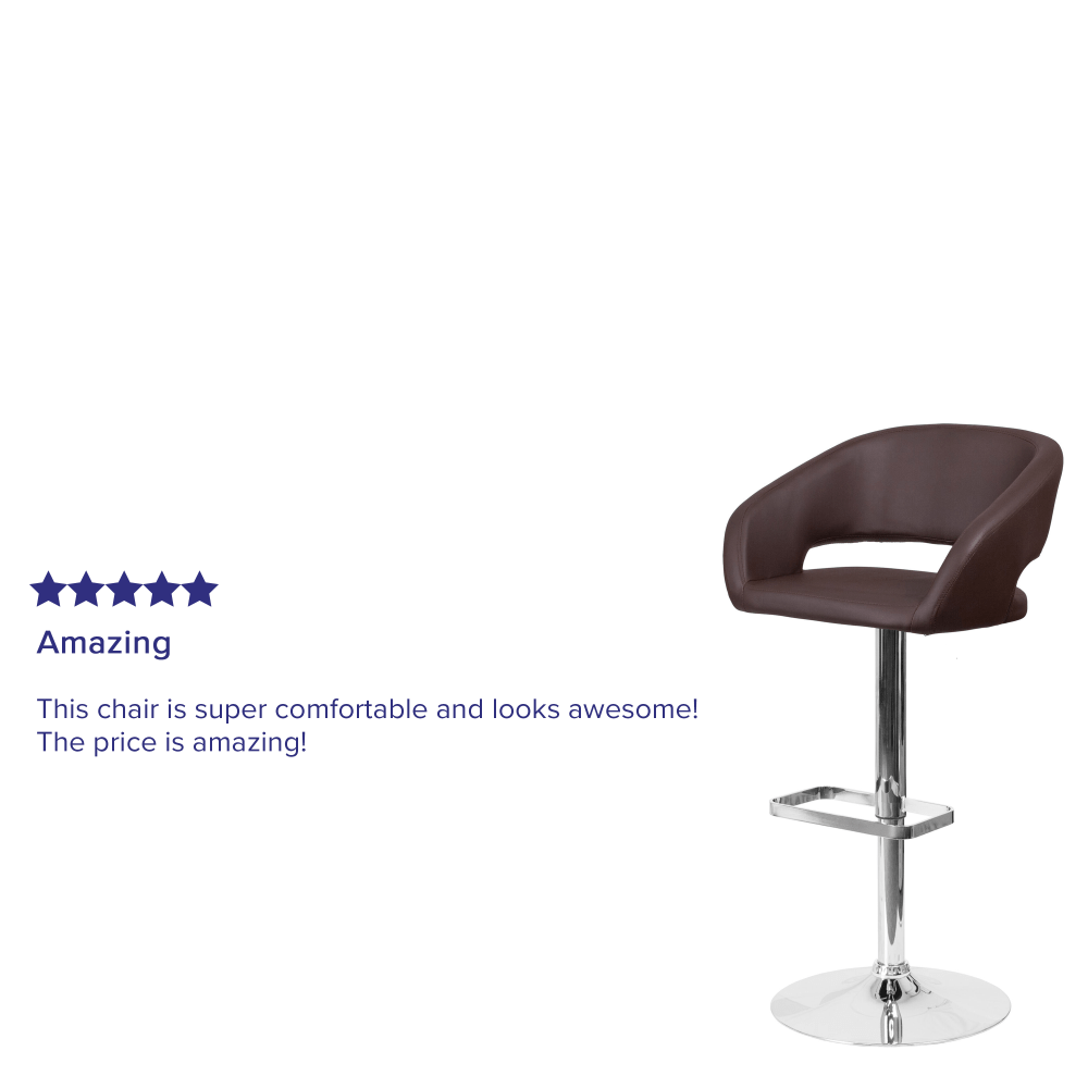 Flash Furniture Contemporary Vinyl Adjustable Height Bar Stool With Rounded Back BrownChrome PopularChairscom Flash Furniture Contemporary Vinyl Adjustable Height Bar Stool With Rounded Back BrownChrome PopularChairscom