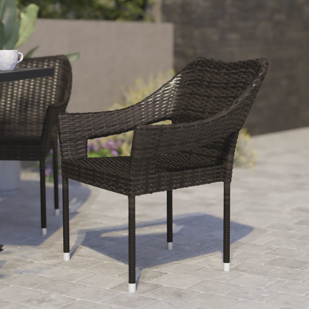 Flash Furniture Ethan AllWeather PE Rattan Wicker Stacking Patio Dining Chair Espresso PopularChairscom Flash Furniture Ethan All Weather PE Rattan Wicker Stacking Patio Dining Chair Espresso PopularChairscom