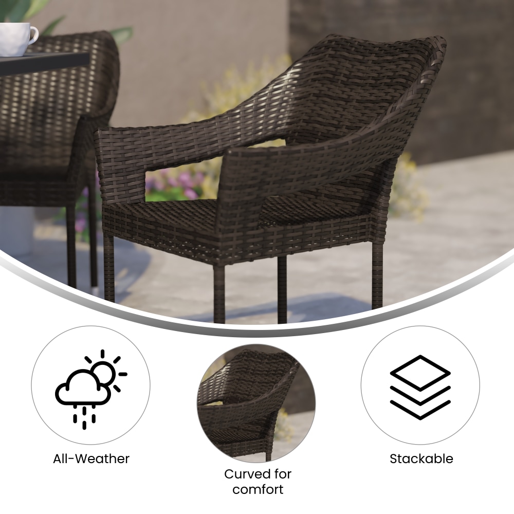 Flash Furniture Ethan AllWeather PE Rattan Wicker Stacking Patio Dining Chair Espresso PopularChairscom Flash Furniture Ethan All Weather PE Rattan Wicker Stacking Patio Dining Chair Espresso PopularChairscom