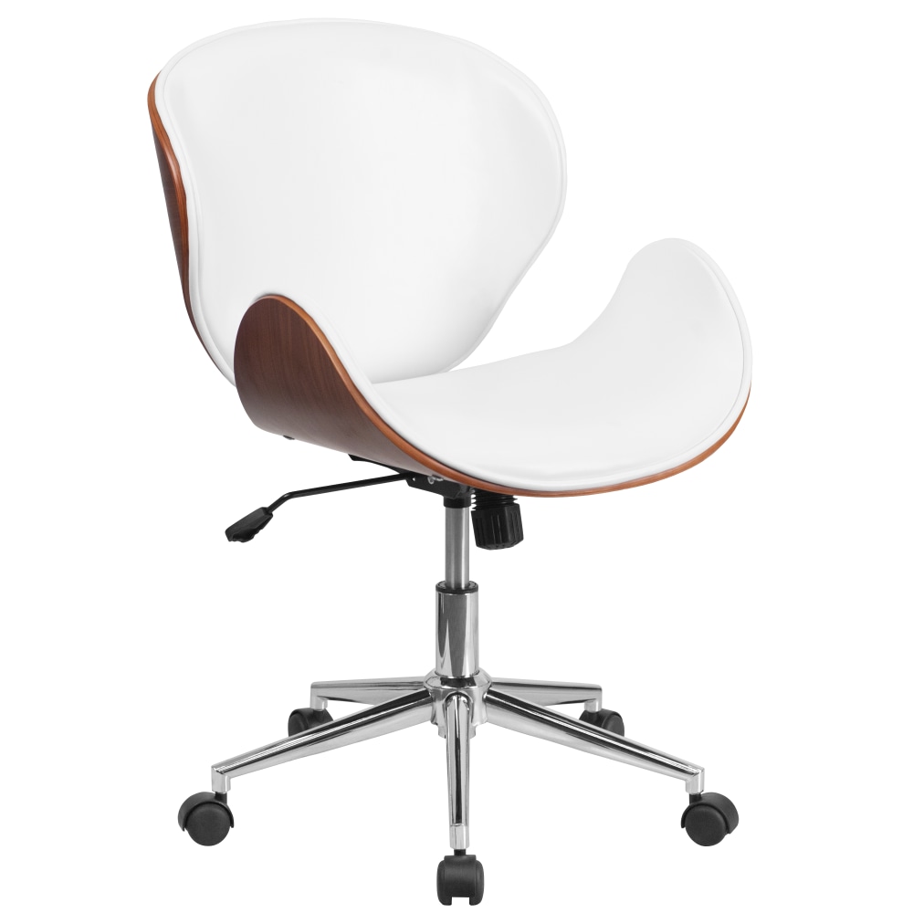Flash Furniture MidBack Wood Conference Office Chair with Leathersoft Seat WhiteSilver PopularChairscom Flash Furniture Mid Back Wood Conference Office Chair with Leathersoft Seat WhiteSilver PopularChairscom