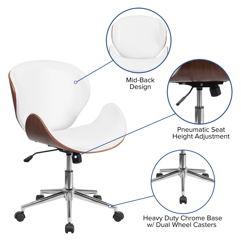 Flash Furniture MidBack Wood Conference Office Chair with Leathersoft Seat WhiteSilver PopularChairscom Flash Furniture Mid Back Wood Conference Office Chair with Leathersoft Seat WhiteSilver PopularChairscom