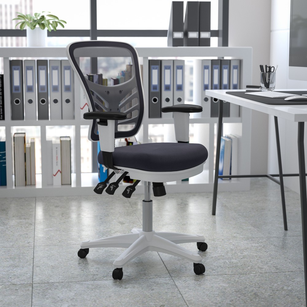 Flash Furniture Ergonomic Mesh MidBack Executive Office Chair GrayWhite PopularChairscom Flash Furniture Ergonomic Mesh Mid Back Executive Office Chair GrayWhite PopularChairscom