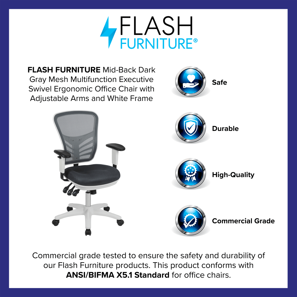 Flash Furniture Ergonomic Mesh MidBack Executive Office Chair GrayWhite PopularChairscom Flash Furniture Ergonomic Mesh Mid Back Executive Office Chair GrayWhite PopularChairscom