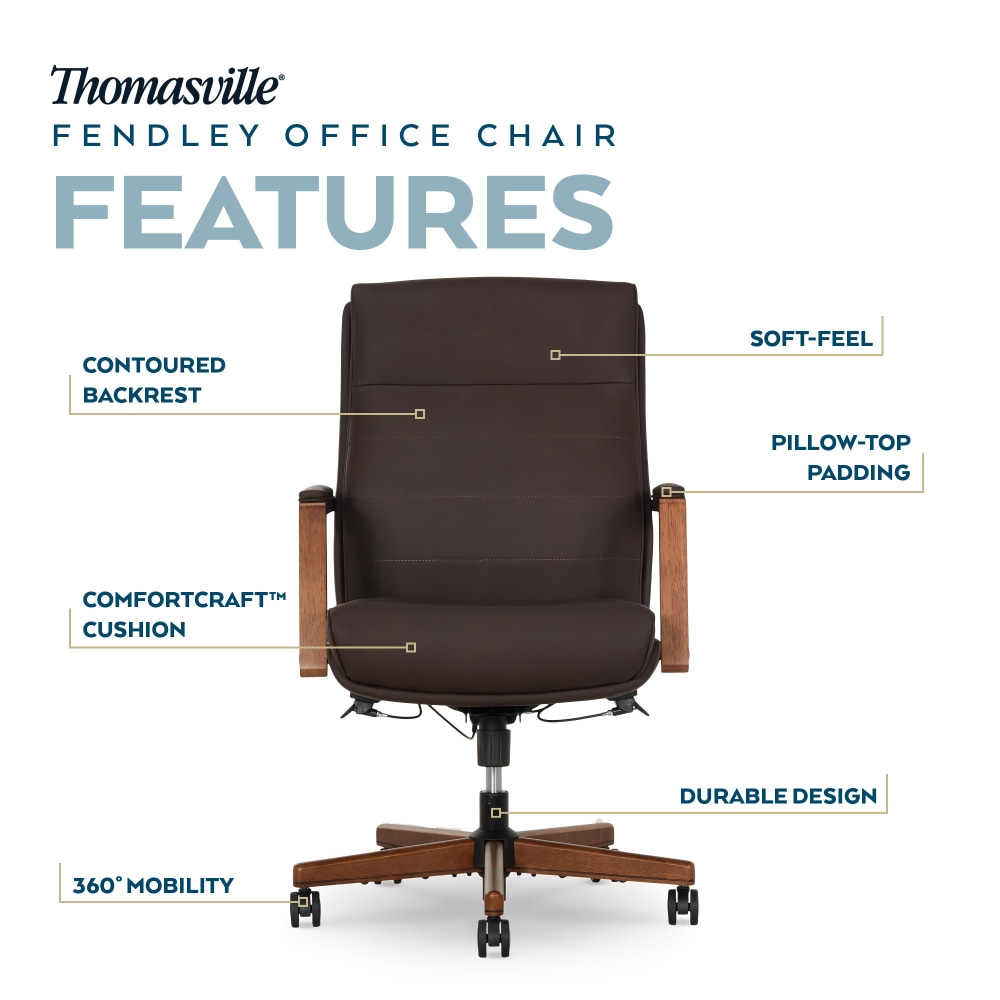 Thomasville Fendley Ergonomic Faux Leather MidBack Office Chair Dark Brown PopularChairscom Thomasville Fendley Ergonomic Faux Leather Mid Back Office Chair Dark Brown PopularChairscom