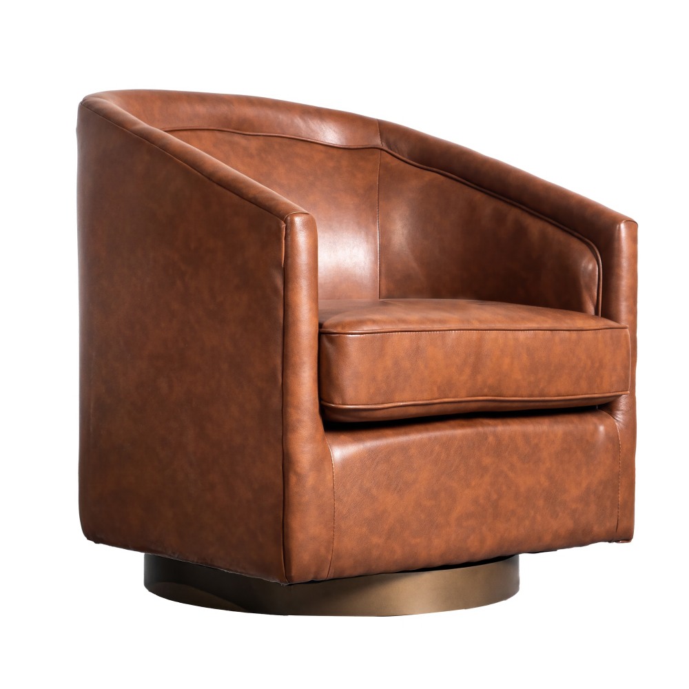 Flash Furniture Dean Club Style Commercial LeatherSoft Barrel Accent Armchair with 360 Degree Swivel Metal Base and Sloped Armrests Brown LeatherSoft PopularChairscom Flash Furniture Dean Club Style Commercial LeatherSoft Barrel Accent Armchair with 360 Degree Swivel Metal Base and Sloped Armrests Brown LeatherSoft PopularChairscom