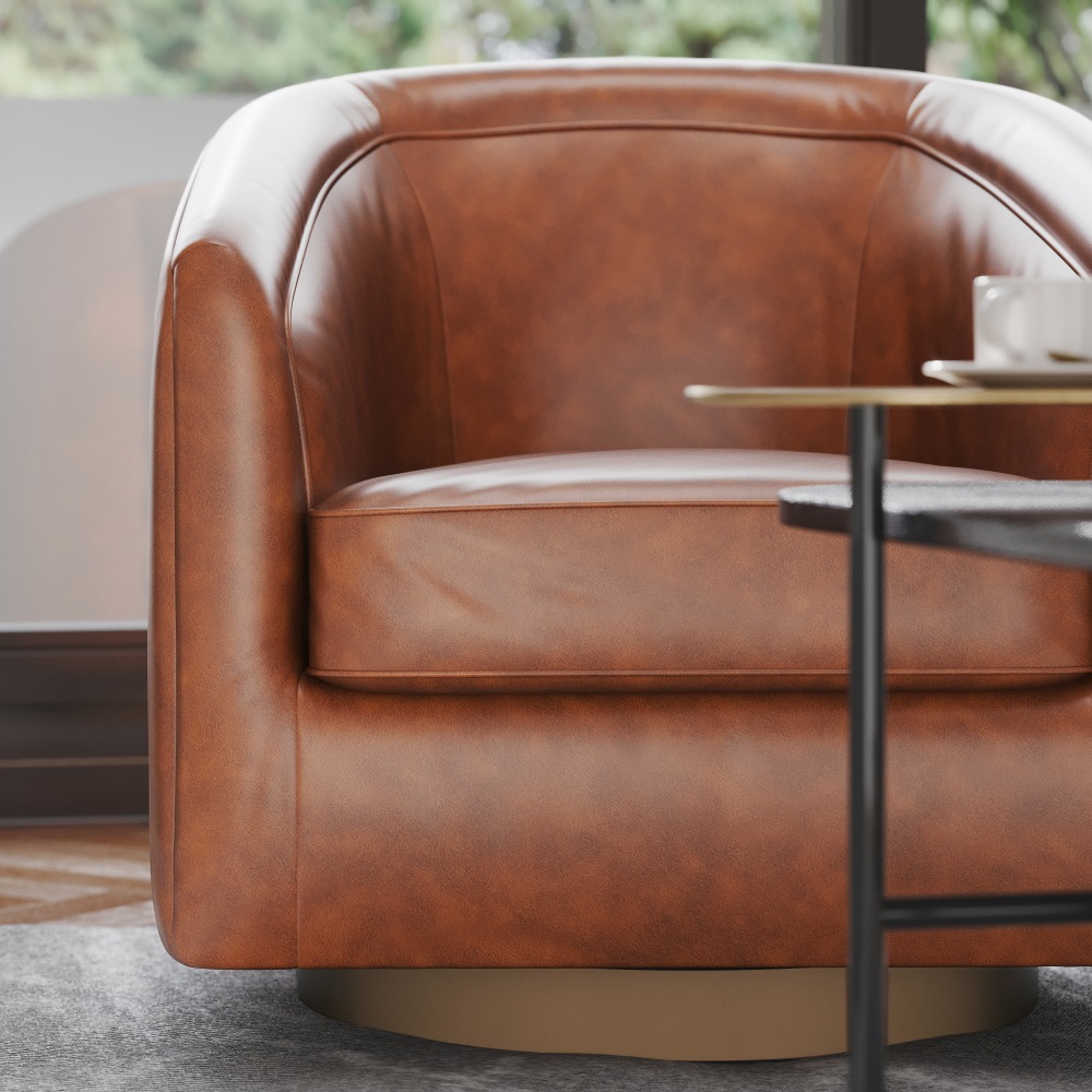 Flash Furniture Dean Club Style Commercial LeatherSoft Barrel Accent Armchair with 360 Degree Swivel Metal Base and Sloped Armrests Brown LeatherSoft PopularChairscom Flash Furniture Dean Club Style Commercial LeatherSoft Barrel Accent Armchair with 360 Degree Swivel Metal Base and Sloped Armrests Brown LeatherSoft PopularChairscom