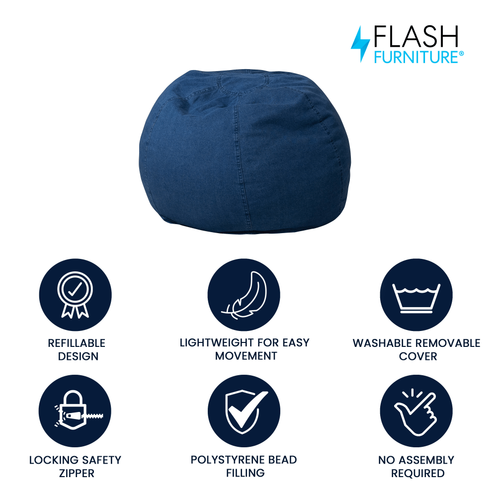 Flash Furniture Small Bean Bag Chair For Kids And Teens Denim PopularChairscom Flash Furniture Small Bean Bag Chair For Kids And Teens Denim PopularChairscom