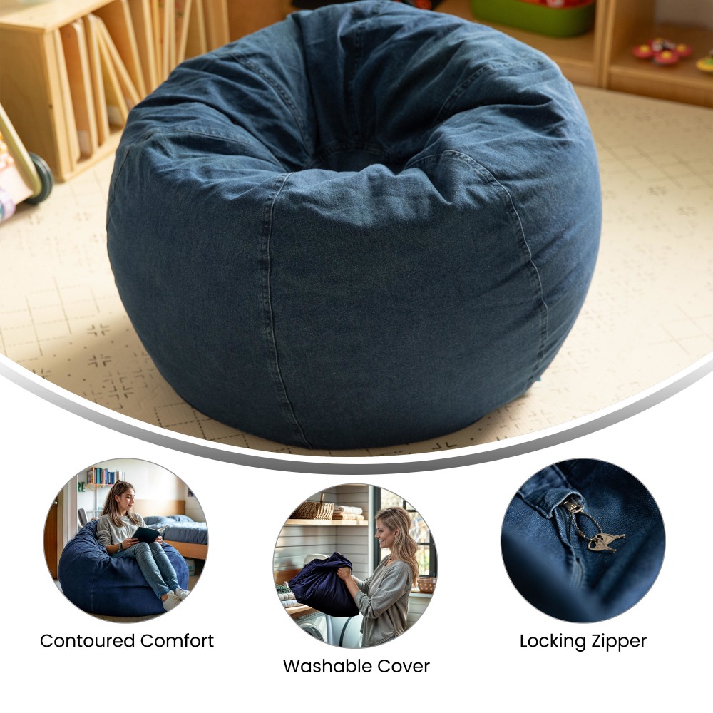 Flash Furniture Small Bean Bag Chair For Kids And Teens Denim PopularChairscom Flash Furniture Small Bean Bag Chair For Kids And Teens Denim PopularChairscom