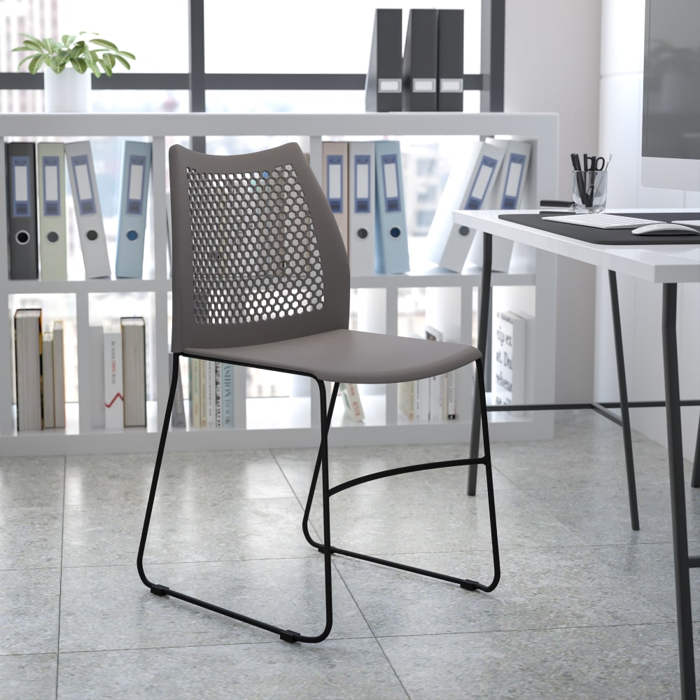 Flash Furniture HERCULES Series SledBase Stack Chair With AirVent Back Gray PopularChairscom Flash Furniture HERCULES Series Sled Base Stack Chair With Air Vent Back Gray PopularChairscom