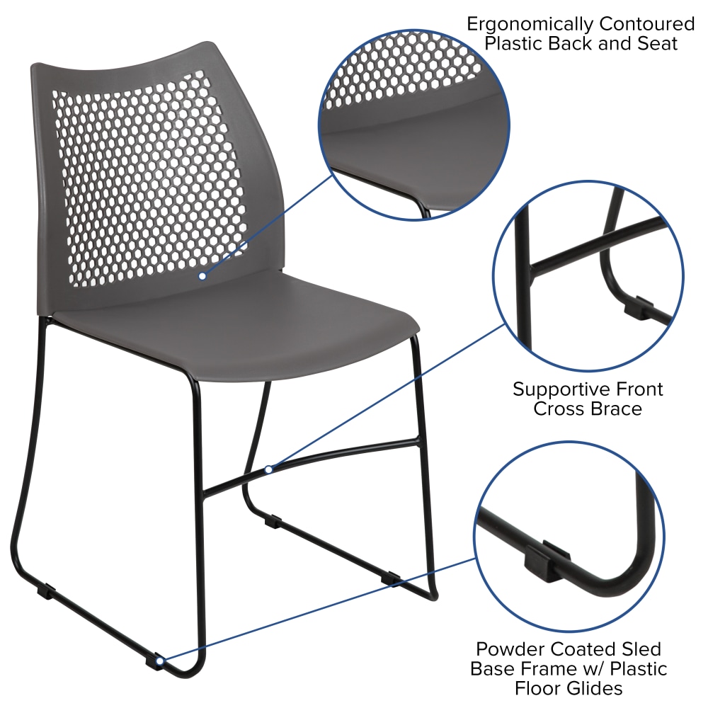 Flash Furniture HERCULES Series SledBase Stack Chair With AirVent Back Gray PopularChairscom Flash Furniture HERCULES Series Sled Base Stack Chair With Air Vent Back Gray PopularChairscom