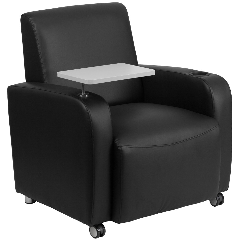 Flash Furniture LeatherSoft Contemporary TabletArm Wheeled Guest Chair BlackGray PopularChairscom Flash Furniture LeatherSoft Contemporary Tablet Arm Wheeled Guest Chair BlackGray PopularChairscom