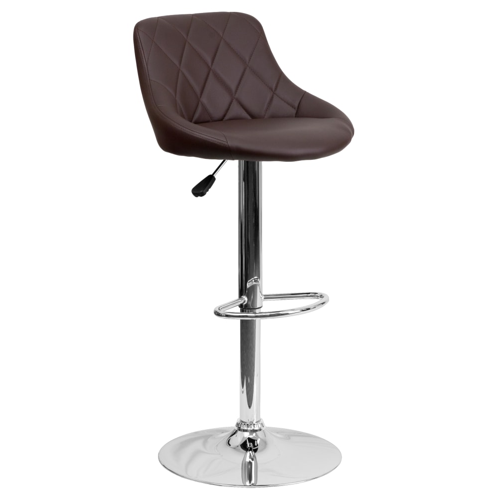 Flash Furniture Contemporary Vinyl Bucket Seat Adjustable Height Barstool with Diamond Pattern Back and Chrome Base Brown PopularChairscom Flash Furniture Contemporary Vinyl Bucket Seat Adjustable Height Barstool with Diamond Pattern Back and Chrome Base Brown PopularChairscom