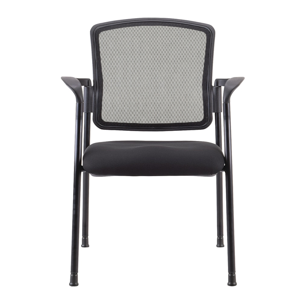 WorkPro Spectrum Series MeshFabric Stacking Guest Chair With Arms Black Set Of 2 Chairs BIFMA Compliant PopularChairscom   