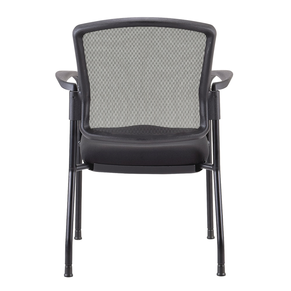 WorkPro Spectrum Series MeshFabric Stacking Guest Chair With Arms Black Set Of 2 Chairs BIFMA Compliant PopularChairscom   
