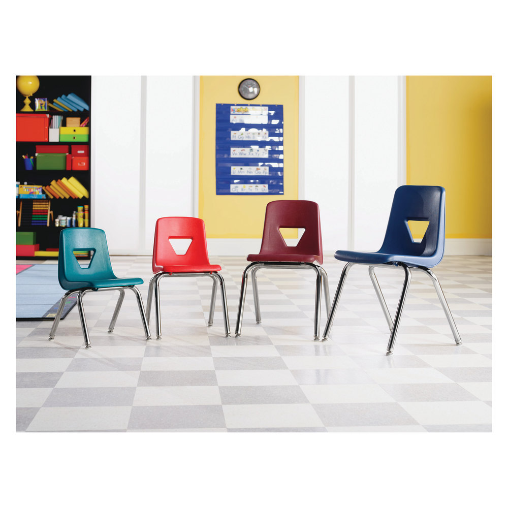 Lorell Classroom Student Stack Chairs 12inH Seat NavySilver Set Of 4 PopularChairscom   