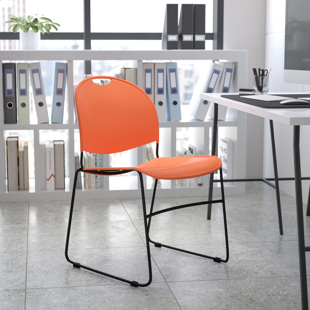 Flash Furniture HERCULES Plastic UltraCompact Stack Chair OrangeBlack PopularChairscom Flash Furniture HERCULES Plastic Ultra Compact Stack Chair OrangeBlack PopularChairscom