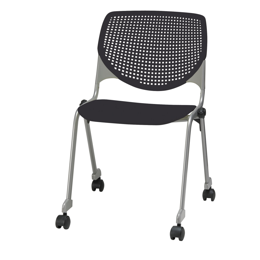 KFI Studios KOOL With Casters Plastic Seat Plastic Back Stacking Chair 22in Seat Width Black SeatSilver Frame Quantity 1 PopularChairscom KFI Studios KOOL With Casters Plastic Seat Plastic Back Stacking Chair 22in Seat Width Black SeatSilver Frame Quantity 1 PopularChairscom