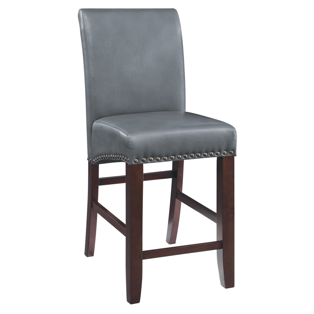 Office Star 24in Parsons Barstool with Antique Bronze Nail Heads in Pewter Faux Leather PopularChairscom Office Star 24in Parsons Barstool with Antique Bronze Nail Heads in Pewter Faux Leather PopularChairscom